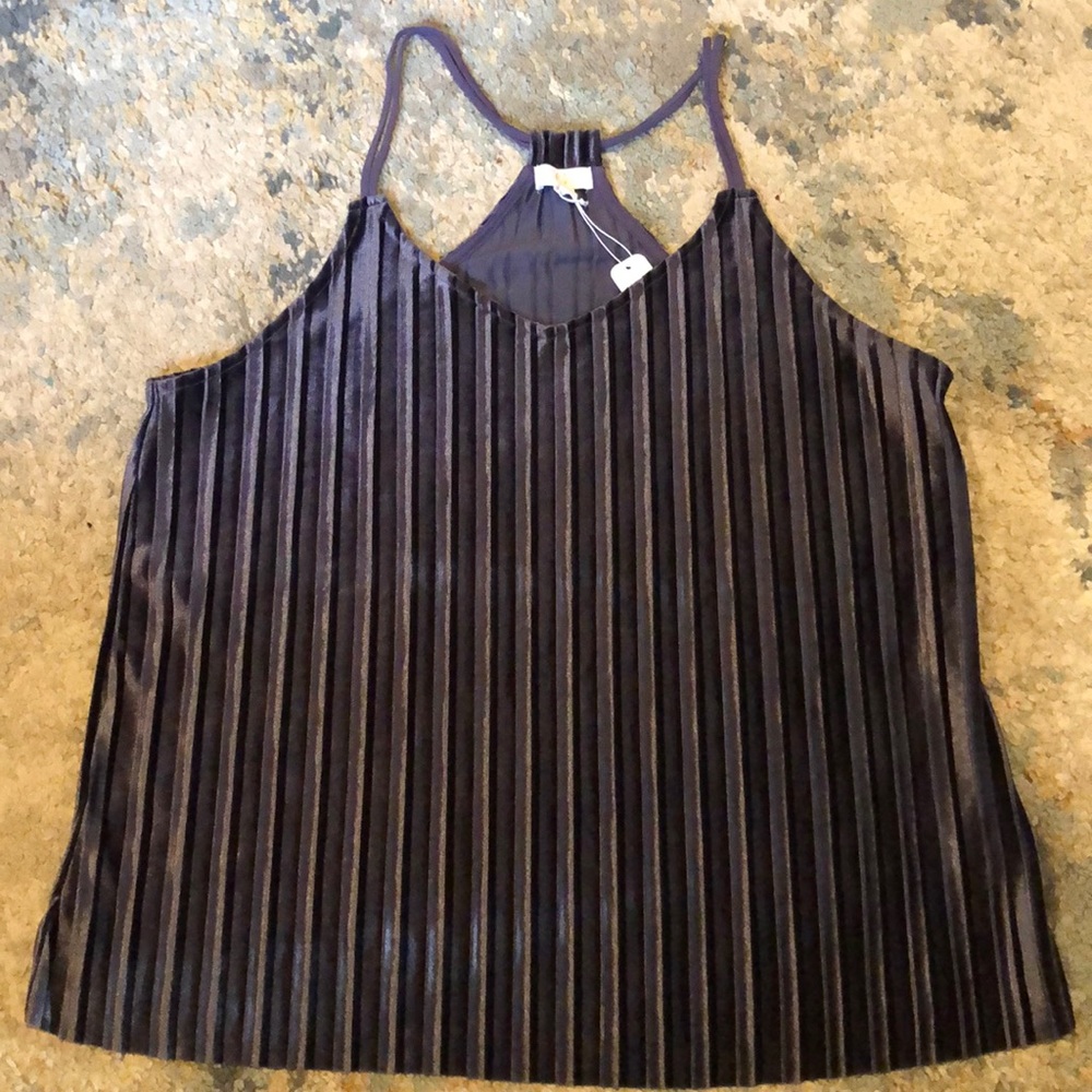 Plum silver velvet tank